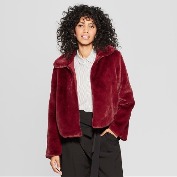Women’s faux fur jacket A new day burgundy - Picture 1 of 3